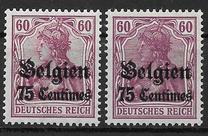 [German Empire Postage Stamps Surcharged "Fr. and C." or "Centimes" & Overprinted "Belgien", type A5]