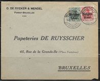 [German Empire Postage Stamps Surcharged "F and Cent" & Overprinted "Belgien", Вид B2]