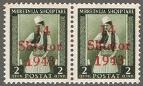 [Albanian Postage Stamp Overprinted "14 - Shtater - 1943", type A1]