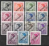 [Yugoslavian Postage Stamps Overprinted "SERBIEN" from lower left side upwards, Typ D]