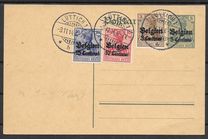 [German Empire Postage Stamps Surcharged "Fr. and C." or "Centimes" & Overprinted "Belgien", type A3]