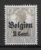 [German Empire Postage Stamps Surcharged "F and Cent" & Overprinted "Belgien", tip B]