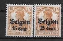 [German Empire Postage Stamps Surcharged "F and Cent" & Overprinted "Belgien", tip B6]