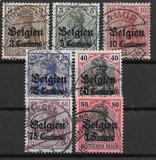 [German Empire Postage Stamps Surcharged "Fr. and C." or "Centimes" & Overprinted "Belgien", type A]