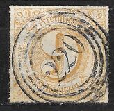 [Colored Print on White Paper - Rouletted in Colored Lines, type B19]