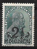 [Prince Johann II and National Arms overprinted, type G1]