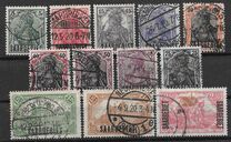 [German Empire Postage Stamps Overprinted "SAARGEBIET", type F]