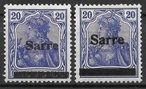 [German Empire Stamps Overprinted "SARRE", Scrivi A7]