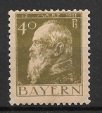 [The 90th Anniversary of the Birth of Prince Luitpold - Type I: Small 9 and no Foot on 1 in "1911". Type II: Large 9 and Foot on 1 in "1911", tip G3]