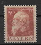 [The 90th Anniversary of the Birth of Prince Luitpold - Type I: Small 9 and no Foot on 1 in "1911". Type II: Large 9 and Foot on 1 in "1911", tip G5]