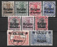 [German Empire Postage Stamps Surcharged "Fr. and C." or "Centimes" & Overprinted "Belgien", Tipi A]