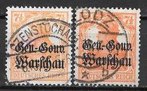 [German Empire Postage Stamps Overprinted "Gen.-Gouv. Warschau", type B3]