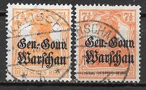 [German Empire Postage Stamps Overprinted "Gen.-Gouv. Warschau", type B3]