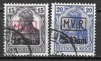 [German Empire Postage Stamps Surcharged & Overprinted "M.V.i.R.", type A1]
