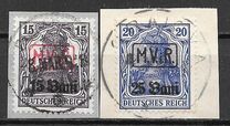 [German Empire Postage Stamps Surcharged & Overprinted "M.V.i.R.", type A1]