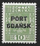 [Polish Postage Stamps Overprinted "PORT GDAŃSK" - Eagle on Striped Background, type I1]