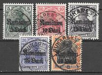 [German Empire Postage Stamps Surcharged & Overprinted "Rumanien", type C]