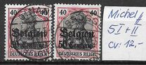 [German Empire Postage Stamps Surcharged "Fr. and C." or "Centimes" & Overprinted "Belgien", type A4]