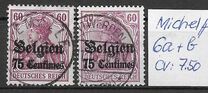 [German Empire Postage Stamps Surcharged "Fr. and C." or "Centimes" & Overprinted "Belgien", type A5]