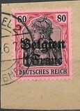 [German Empire Postage Stamps Surcharged "Fr. and C." or "Centimes" & Overprinted "Belgien", type A6]