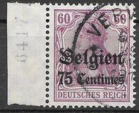 [German Empire Postage Stamps Surcharged "Fr. and C." or "Centimes" & Overprinted "Belgien", type A5]