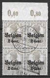 [German Empire Postage Stamps Surcharged "F and Cent" & Overprinted "Belgien", 類型 B]