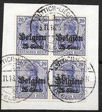 [German Empire Postage Stamps Surcharged "F and Cent" & Overprinted "Belgien", 類型 B8]