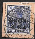 [German Empire Postage Stamps Surcharged "F and Cent" & Overprinted "Belgien", 類型 B8]