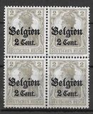 [German Empire Postage Stamps Surcharged "F and Cent" & Overprinted "Belgien", 類型 B]