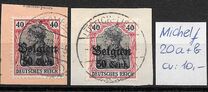 [German Empire Postage Stamps Surcharged "F and Cent" & Overprinted "Belgien", 類型 B10]