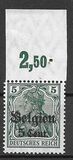 [German Empire Postage Stamps Surcharged "F and Cent" & Overprinted "Belgien", 類型 B2]