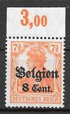 [German Empire Postage Stamps Surcharged "F and Cent" & Overprinted "Belgien", 類型 B3]