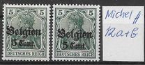 [German Empire Postage Stamps Surcharged "F and Cent" & Overprinted "Belgien", 類型 B2]