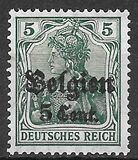 [German Empire Postage Stamps Surcharged "F and Cent" & Overprinted "Belgien", 類型 B2]