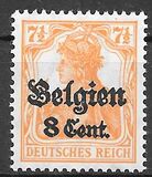[German Empire Postage Stamps Surcharged "F and Cent" & Overprinted "Belgien", 類型 B3]