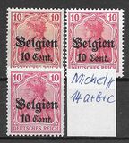 [German Empire Postage Stamps Surcharged "F and Cent" & Overprinted "Belgien", 類型 B4]