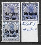 [German Empire Postage Stamps Surcharged "F and Cent" & Overprinted "Belgien", 類型 B8]