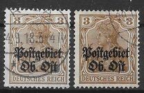 [German Empire Postage Stamps Overprinted "Postgebiet Ob. Ost", Tip A1]