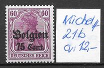 [German Empire Postage Stamps Surcharged "F and Cent" & Overprinted "Belgien", סוג B11]