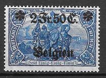 [German Empire Postage Stamps Surcharged "Fr. and C." or "Centimes" & Overprinted "Belgien", type A8]