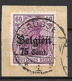 [German Empire Postage Stamps Surcharged "F and Cent" & Overprinted "Belgien", סוג B11]