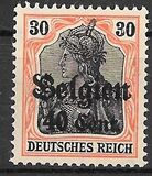 [German Empire Postage Stamps Surcharged "F and Cent" & Overprinted "Belgien", סוג B9]
