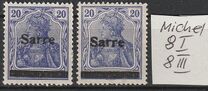 [German Empire Stamps Overprinted "SARRE", type A7]