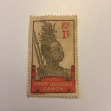 [Warrior - Inscription "AFRIQUE EQUATORIALE GABON" - Yellowish Paper, type I1]
