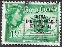 [Queen Elizabeth Stamps of 1952 of Gold Coast Overprinted "GHANA INDEPENDENCE 6TH.. MARCH, 1957", type B1]