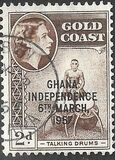 [Queen Elizabeth Stamps of 1952 of Gold Coast Overprinted "GHANA INDEPENDENCE 6TH.. MARCH, 1957", type B2]