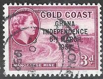 [Queen Elizabeth Stamps of 1952 of Gold Coast Overprinted "GHANA INDEPENDENCE 6TH.. MARCH, 1957", type B4]
