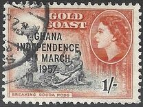 [Queen Elizabeth Stamps of 1952 of Gold Coast Overprinted "GHANA INDEPENDENCE 6TH.. MARCH, 1957", type B6]