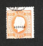 [King Luis I - Portuguese Stamps Overprinted "Acores" in Small, type F5]
