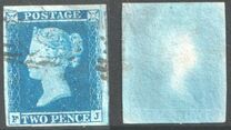 [Queen Victoria, 1819-1901 - White Line Below "POSTAGE" & Above "TWO PENCE", タイプ B1]